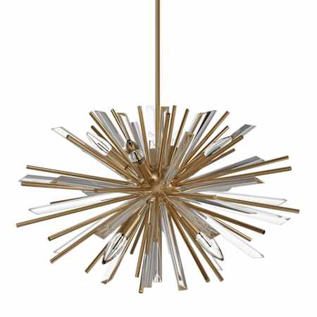 Avenue Lighting Palisades Ave. 6 Light 24" Wide Sputnik Chandelier Aged Brass / Champagne Glass