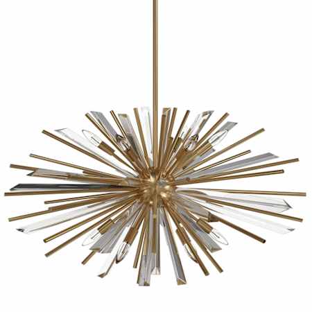 Avenue Lighting Palisades Ave. 8 Light 32" Wide Sputnik Chandelier Aged Brass / Champagne Glass