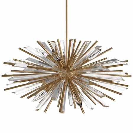Avenue Lighting Palisades Ave. 10 Light 39" Wide Sputnik Chandelier Aged Brass / Champagne Glass