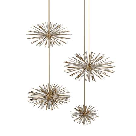 Avenue Lighting Palisades Ave. 34 Light 72" Wide Pendant Aged Brass / Champagne Glass