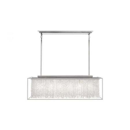 Avenue Lighting Soho 6 Light 48" Wide Linear Chandelier with Draped Moonstone Shade Polished Nickel Silver / Moon Rock Gem Nuggets