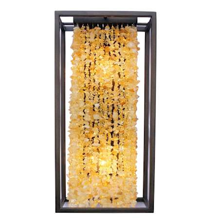 Avenue Lighting Soho 2 Light 16" Tall Wall Sconce with Draped Moonstone Shade Dark Bronze / Natural Citrine Nuggets