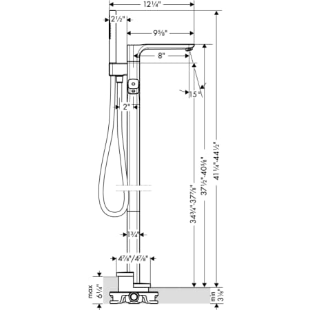 Axor-11422/10452-Hansgrohe 11422/10452 Tub Filler Dimensional Drawing