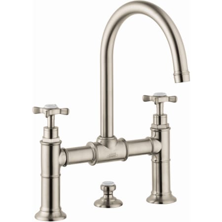 Axor Montreux 1.2 GPM Bridge Bathroom Faucet with Swivel Spout, Cross Handles and Drain Assembly - Engineered in Germany, Limited Lifetime Warranty Brushed Nickel