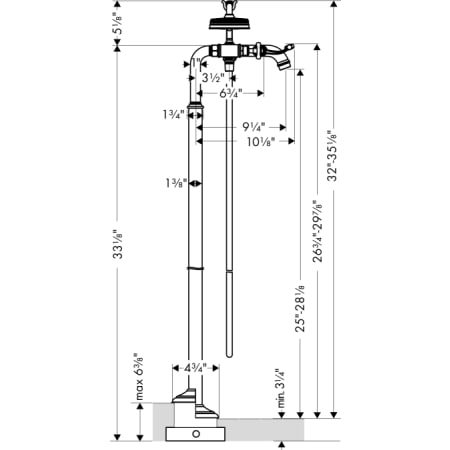 Axor-16553/16549-Hansgrohe 16553/16549 Tub Filler Dimensional Drawing