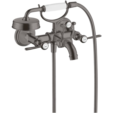 Axor Montreux Wall Mounted Tub Filler with Built-In Diverter and Lever Handles with Hand Shower - Engineered in Germany, Limited Lifetime Warranty Brushed Black Chrome