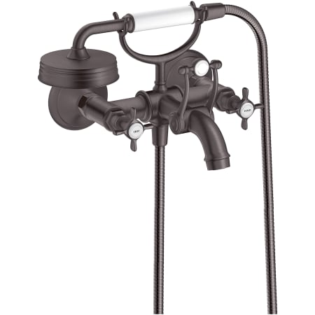Axor Montreux Wall Mounted Tub Filler with Built-In Diverter and Cross Handles with Hand Shower - Engineered in Germany, Limited Lifetime Warranty Brushed Black Chrome