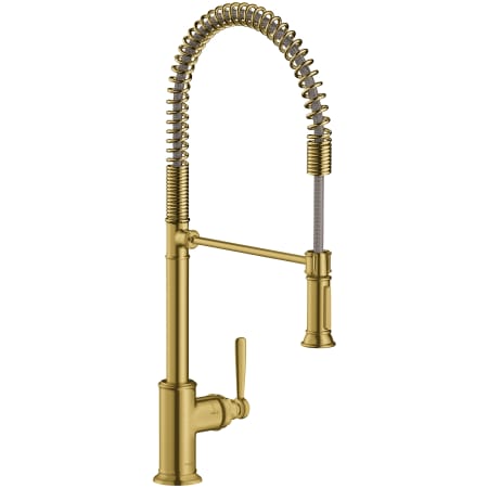 Axor Montreux Single Handle Semi-Pro Kitchen Faucet with Toggle Spray Diverter - Engineered in Germany, Limited Lifetime Warranty Brushed Gold Optic