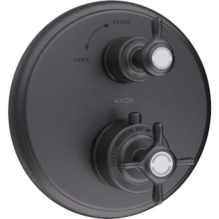 Axor Montreux Thermostatic Valve Trim Only with Dual Cross / Lever Handles and Volume Control - Less Rough In Brushed Black Chrome