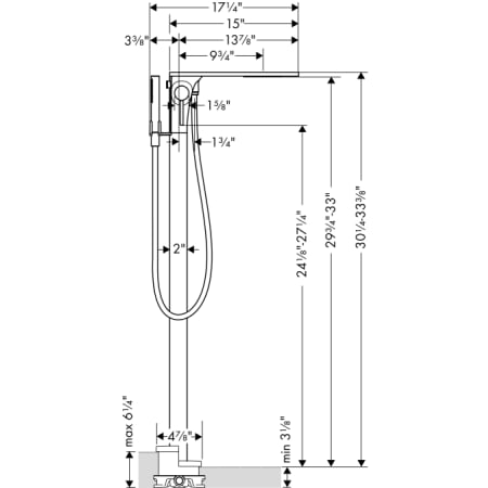 Axor 18450001/10452181 Massaud Floor Mounted Tub Filler with Multi ...