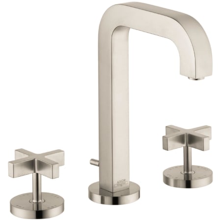 Axor Citterio 1.2 GPM Widespread Bathroom Faucet with Cross Handles and Drain Assembly - Engineered in Germany, Limited Lifetime Warranty Brushed Nickel