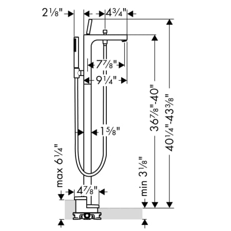 Axor-39451/10452-Hansgrohe 39451/10452 Tub Filler Dimensional Drawing