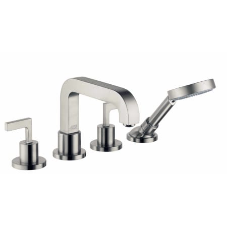 Axor Citterio Deck Mounted Roman Tub with Built-In Diverter and Lever Handles with Hand Shower - Engineered in Germany, Limited Lifetime Warranty Brushed Nickel