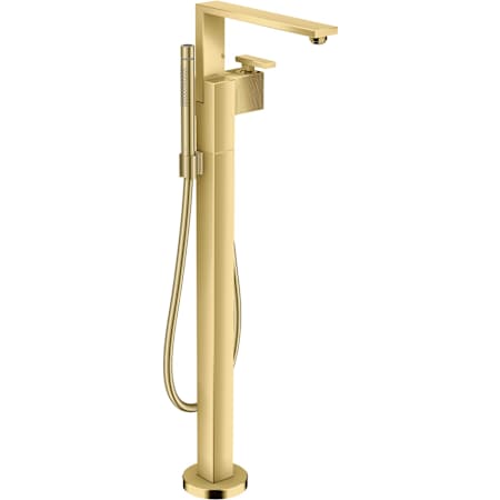 Axor Edge Floor Mounted Free Standing Tub Filler with Built-In Diverter and Hand Shower, Diamond Cut Less Rough In - Engineered in Germany, Limited Lifetime Warranty Polished Gold Optic