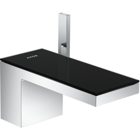 Axor MyEdition 1.2 GPM Single Hole Bathroom Faucet and Decorative Trim with EcoRight, QuickClean, PowderRain Spray, and Comfort Zone Technology Chrome / Black Glass