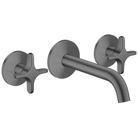 Axor One 1.2 GPM Wall Mounted Widespread Bathroom Faucet with 7" Spout and Cross Handles - Less Rough In Brushed Black Chrome