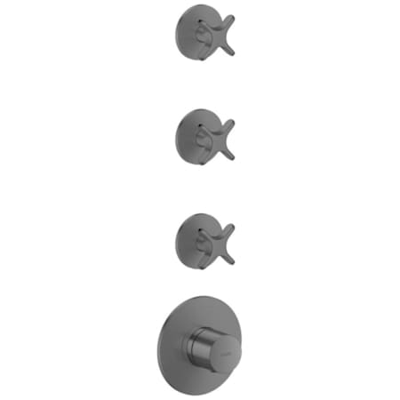 Axor ONE Thermostatic Valve Trim Only with Triple Cross Handle Volume Controls - Less Rough In Brushed Black Chrome