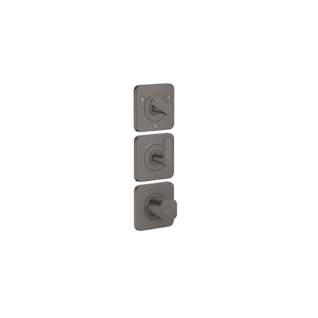 Axor Citterio C Thermostatic Valve Trim with Integrated Volume Control and Diverter for 3 Functions, Cubic Cut Handle - Less Rough In Brushed Black Chrome