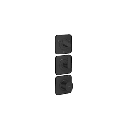 Axor Citterio C Thermostatic Valve Trim with Integrated Volume Control and Diverter for 3 Functions, Cubic Cut Handle - Less Rough In Matte Black