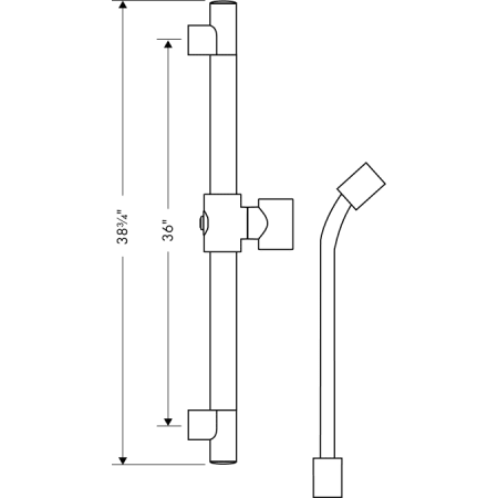 Axor-AXSO-Starck-PB11-Hansgrohe-AXSO-Starck-PB11-Wall Bar Dimensional Drawing