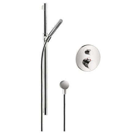 Axor Starck Single Function Handshower with Slide Bar and Thermostatic Trim with Rough In Valve - Engineered in Germany, Limited Lifetime Warranty Chrome