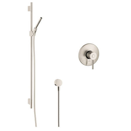 Axor Uno Multi Function Handshower with Slide Bar and Pressure Balanced Trim with Rough In Valve - Engineered in Germany, Limited Lifetime Warranty Brushed Nickel