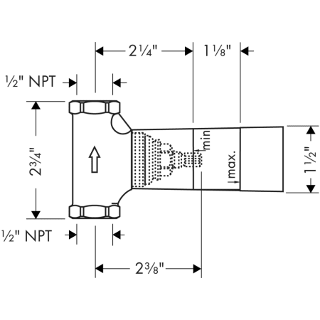 Axor-AXSO-Uno-T01-Hansgrohe-AXSO-Uno-T01-Volume Control Rough-In Valve Dimensional Drawing