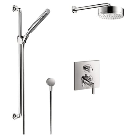 Axor Citterio Thermostatic Shower System with Shower Head, Handshower, Slide Bar, and Volume Control with Rough-In Valve - Engineered in Germany, Limited Lifetime Warranty Chrome