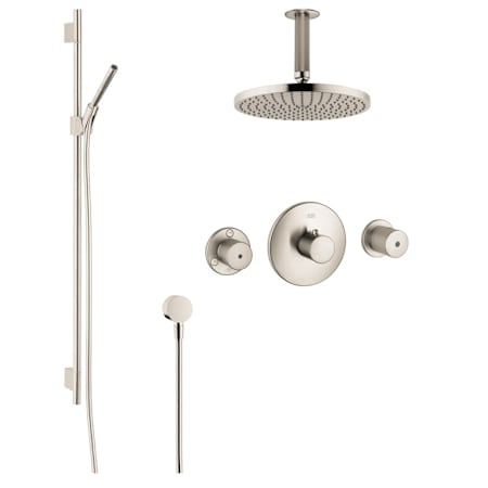 Axor Uno Thermostatic Shower System with Shower Head, Handshower, Slide Bar, and Volume Control with Rough In Valve - Engineered in Germany, Limited Lifetime Warranty Brushed Nickel
