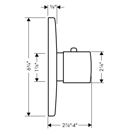 Axor-AXSS-Uno-T02-Hansgrohe-AXSS-Uno-T02-Thermostatic Valve Trim Dimensional Drawing