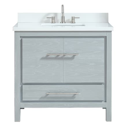 Azzuri Riley 37" Single Vanity Set with Wood Cabinet, Quartz Vanity Top, and Vitreous China Sink Sea Salt Gray