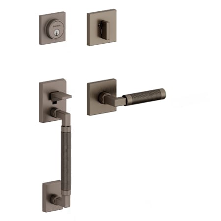 Baldwin Gramercy Knurled Right Handed Sectional Keyless Entry Handleset with Level Bluetooth Deadbolt and L030 Knurled Interior Lever Lifetime Graphite Nickel
