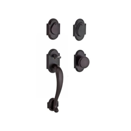 Baldwin Adirondack Standard C Keyway Double Cylinder Keyed Entry Handleset with Rustic Arch Rose and Rustic Knob on Interior Dark Bronze