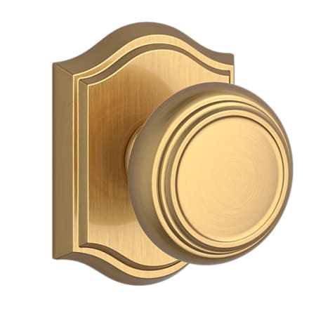 Baldwin Traditional Passage Door Knob with Arch Rose Lifetime Satin Brass