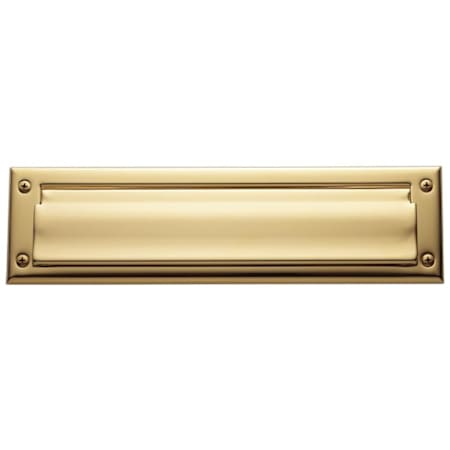 Baldwin Package Sized Spring Tension Brass Letter Box Plate Without Interior Cover Lifetime Polished Brass