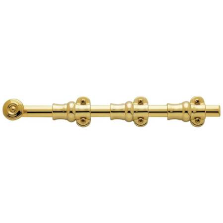 Baldwin 12 Inch Ornamental Heavy Duty Surface Bolt Lifetime Polished Brass