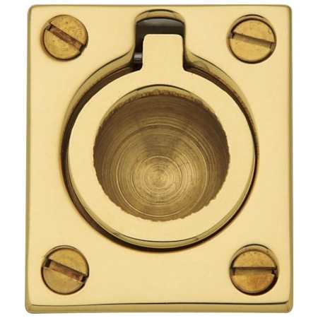 Baldwin 1-1/4 Inch x 1-1/2 Inch Flush Cabinet Pull Non-Lacquered Brass
