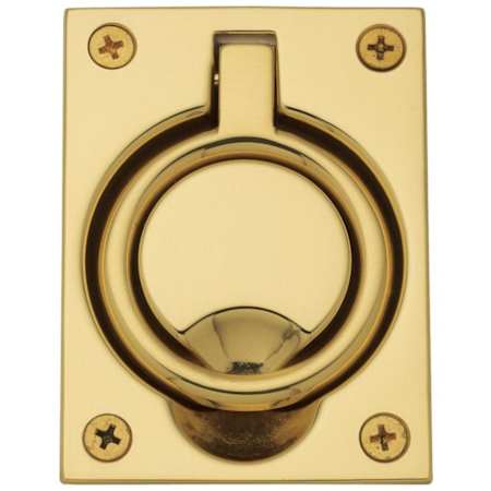 Baldwin 2-1/2 Inch x 3-5/16 Inch Flush Cabinet Pull Non-Lacquered Brass