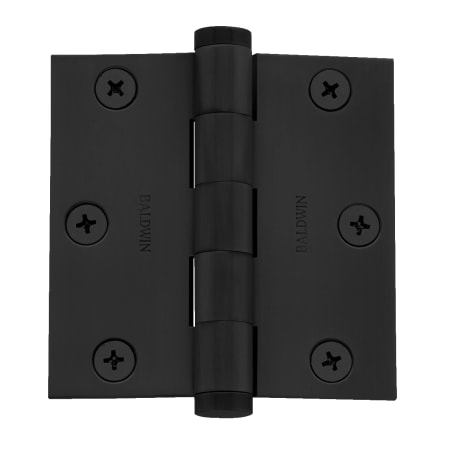 Baldwin 3" x 3" Solid Brass Square Corner Plain Bearing Mortise Hinge - Single Hinge Satin Black