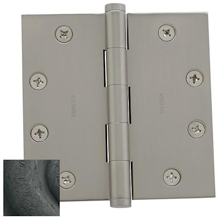 Baldwin 4-1/2" Wide Plain Bearing Square Corner Mortise Door Hinge from the Estate Collection - Single Hinge Distressed Oil Rubbed Bronze