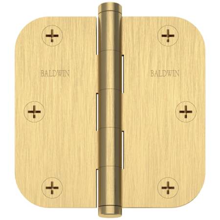 Baldwin 3-1/2" Wide Plain Bearing 5/8" Radius Corner Mortise Door Hinge from the Estate Collection - Single Hinge Lifetime Satin Brass
