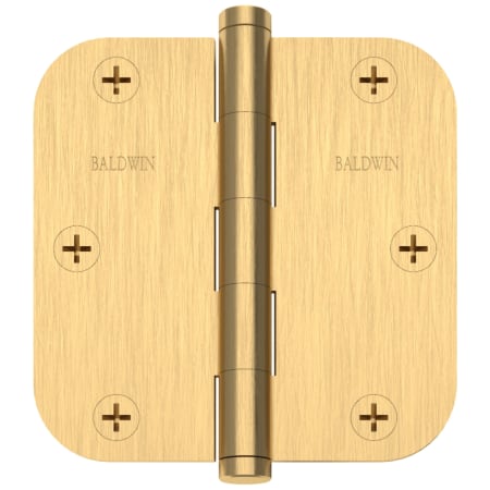 Baldwin 3-1/2" Wide Plain Bearing 5/8" Radius Corner Mortise Door Hinge from the Estate Collection - Single Hinge Lifetime Satin Brass
