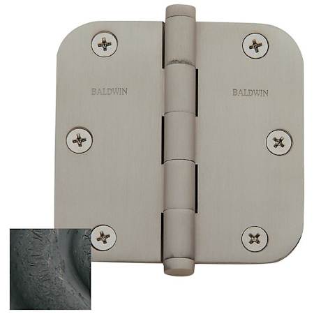 Baldwin 3-1/2" Wide Plain Bearing 5/8" Radius Corner Mortise Door Hinge from the Estate Collection - Single Hinge Distressed Oil Rubbed Bronze