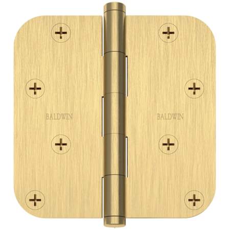 Baldwin 4" Wide Plain Bearing 5/8" Radius Corner Mortise Door Hinge from the Estate Collection - Single Hinge Lifetime Satin Brass