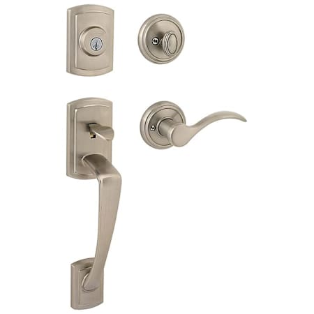 Baldwin Nautica Style Handleset with Tobin Interior Lever from the Prestige Collection Satin Nickel