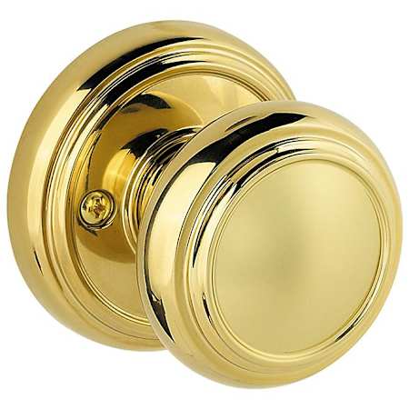 Baldwin Alcott Reversible Non-Turning One-Sided Dummy Door Knob with Round Rosette from the Prestige Collection Lifetime Polished Brass