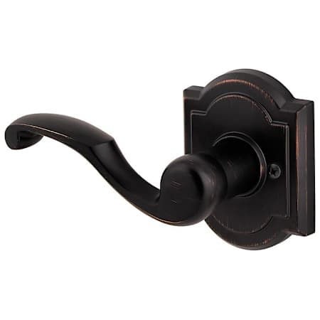 Baldwin Madrina Left Handed Non-Turning One-Sided Dummy Door Lever with Arch Rosette from the Prestige Collection Venetian Bronze