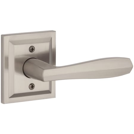 Baldwin Torrey Pines Non-Turning One-Sided Dummy Door Lever with Square Rose from the Prestige Collection Satin Nickel
