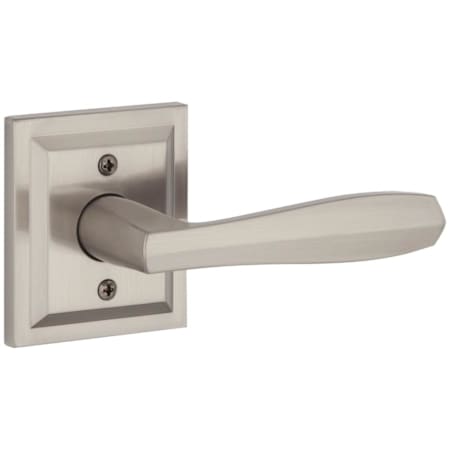 Baldwin Torrey Pines Non-Turning One-Sided Dummy Door Lever with Square Rose from the Prestige Collection Satin Nickel