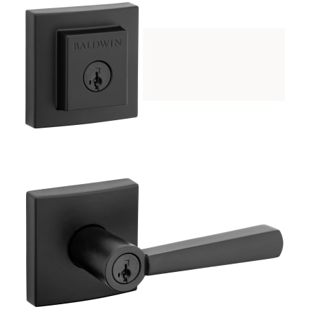 Baldwin Spyglass Single Cylinder Keyed Entry Lever Set and Square Deadbolt Combo with SmartKey from the Prestige Collection Matte Black